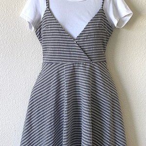 Black & White Check Layered Mini Dress